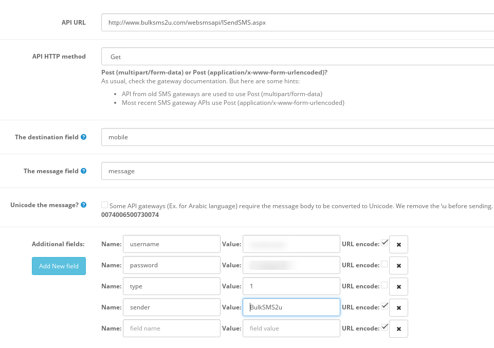Gateway configuration example