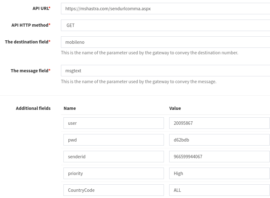 Gateway configuration example