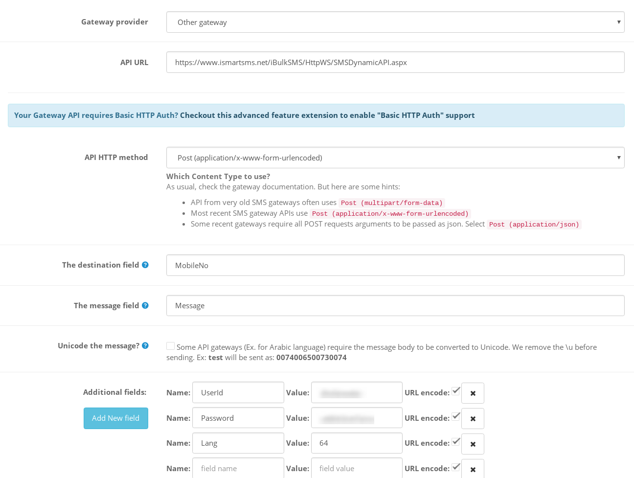 Gateway configuration example