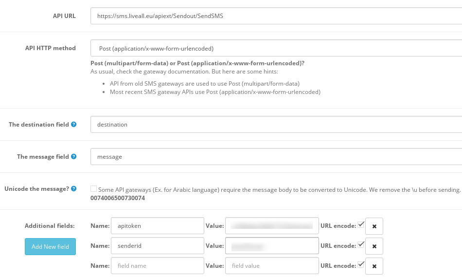 Gateway configuration example