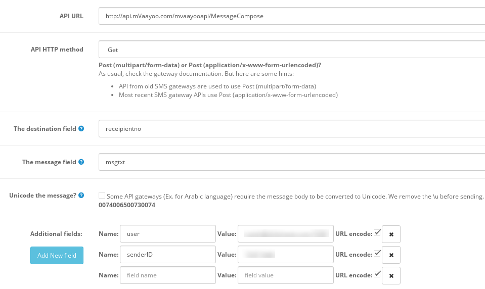 Gateway configuration example