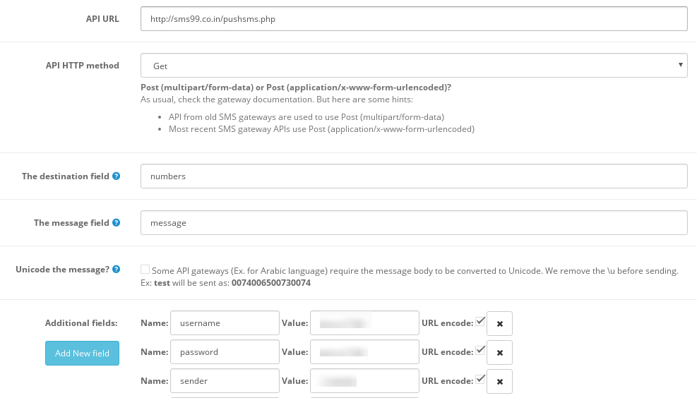 Gateway configuration example