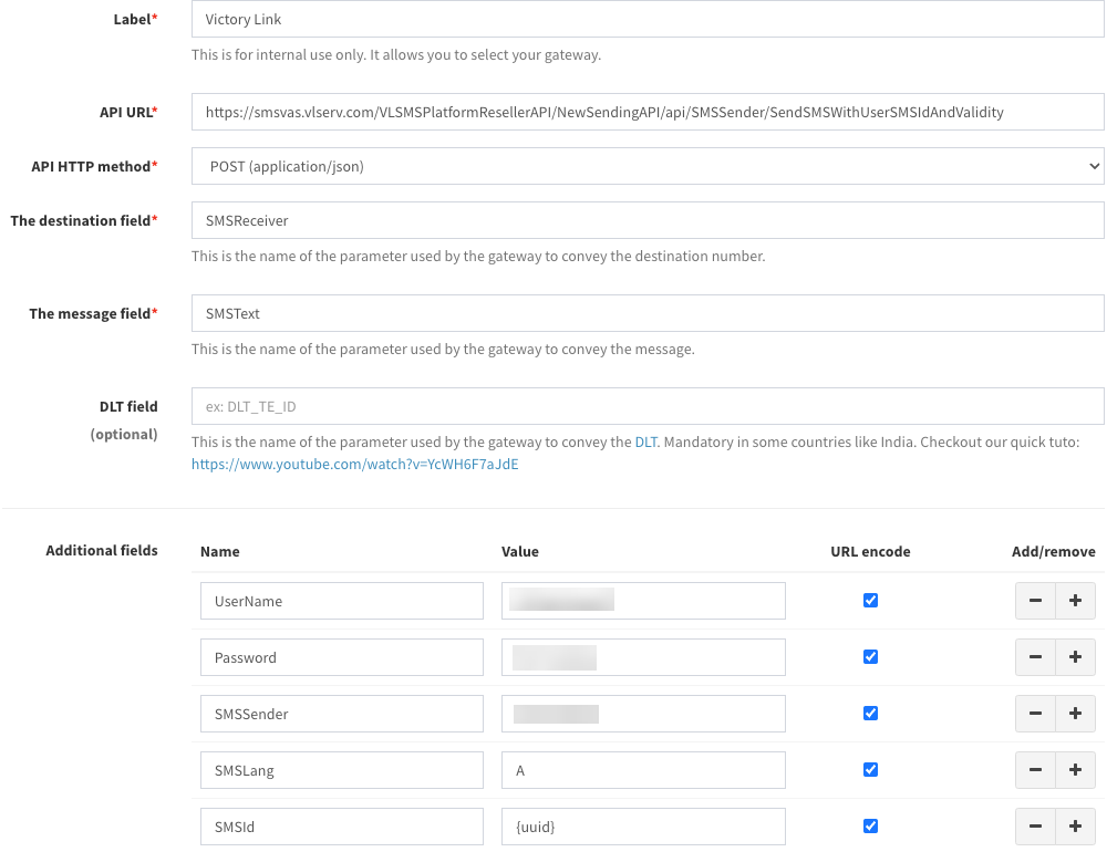 Gateway configuration example